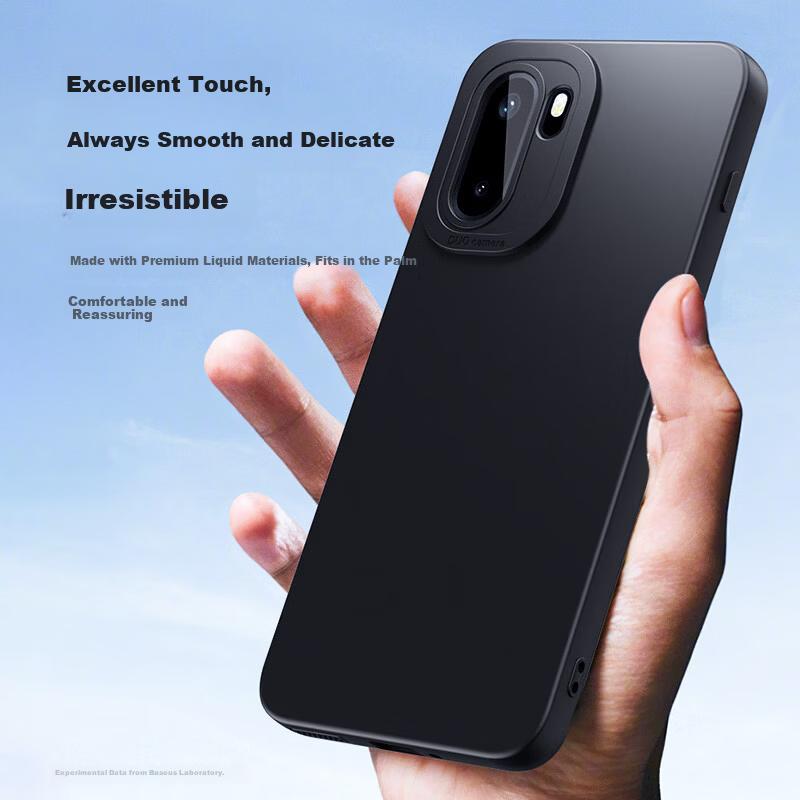 Phone Case for OnePlus Ace 6T, Full Protection Shockproof Slim Heat Dissipation Flocked Bare Phone Feel Frosted Liquid Soft JK1019 Black