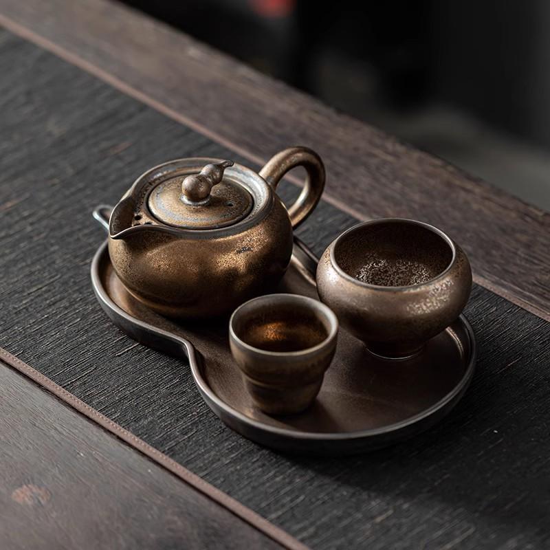 Керамический чайный сервиз Один чайник и две чашки Чайник Чашка для заваривания чая Чайник Поднос для хранения Поднос для чая Посуда для заваривания чая Наборы чайной посуды