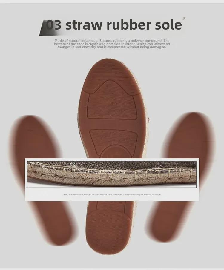 Men's Casual Linen Espadrille Fisherman Canvas Shoes, Large Size, Handmade.