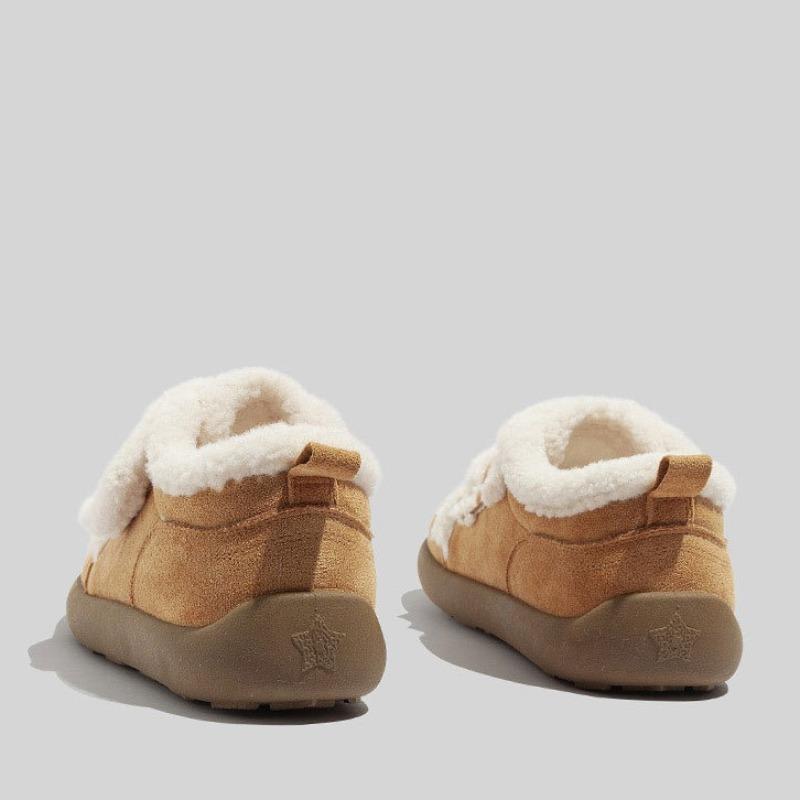 Velcro-strap Stylish Fleece-lined Women's Shoes Warm Winter Cotton Shoes