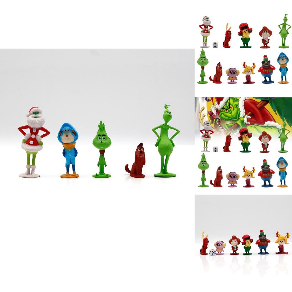 Festive Green Character Figurines Set For Christmas Decoration And Gifts