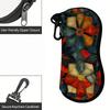 2D-Vintage Stained Glass Floral Pattern Sunglasses Case, Zipper Eyeglasses Protective Holder, Decorative Portable Spectacle Pouch for Women Travel Acc