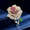 High-end Full Diamond Rose Brooch, Elegant and Feminine Brooch Design, Niche Brooch
