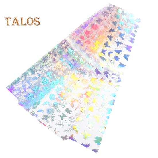 10 шт./компл. наклейки для ногтей 3D градиент блестящие лазерные бабочки в форме красочные наклейки для ногтей для салона