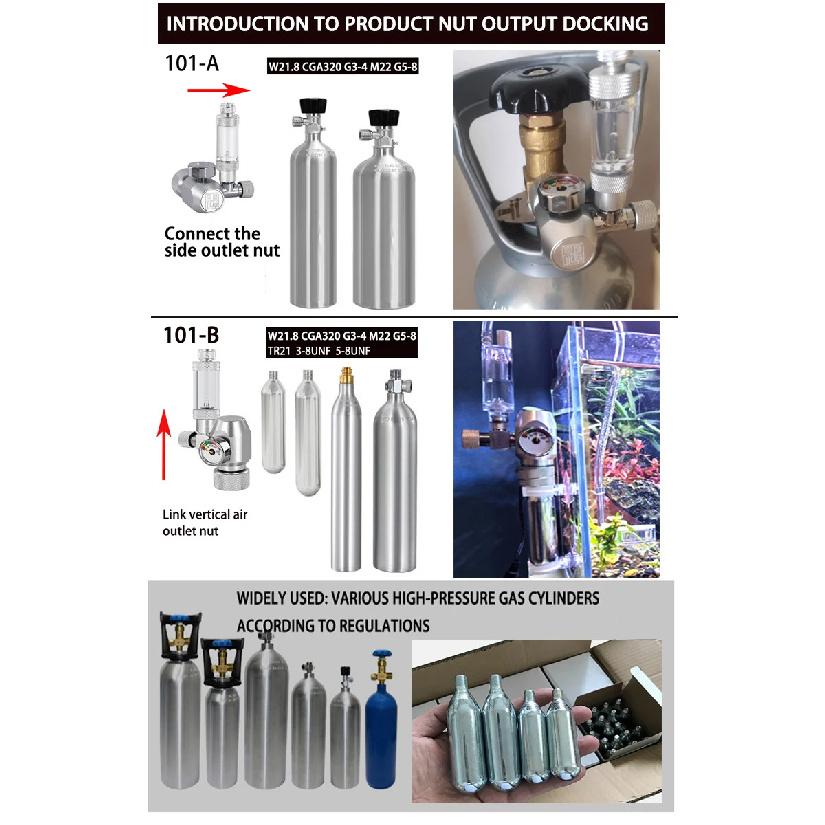 Аквариумный DIY CO2 регулятор W21.8/CGA320/G3-4/G5-8/TR21/3-8unf газовая баллонная гайка стыковочного типа клапан понижения давления CO2 для аквариума