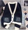 Осенне-зимний повседневный кардиган с длинным рукавом, свитер для женщин, модная куртка с V-образным вырезом, элегантные вязаные кардиганы для женщин, облегающий винтажный женский трикотаж 24793