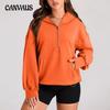 Autumn and Winter Women's Solid Colour Long Sleeve Hooded Solid Colour Zipper Pocket Sweatshirt