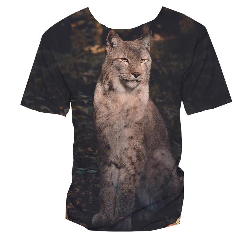 3D Lynx Animal Print Kids Short Sleeve T Shirt O Neck Loose Outdoor Daily Summer Top