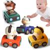 MIRAIMAX Press Go Toy Car Set for 4 Animal Racing Press Features No Batteries Educational Toy for Toddlers 6 Months and Ages Birthday Gift 4-in-1 &