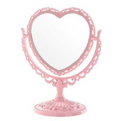 Зеркало для макияжа в форме сердца, винтажное вращающееся пластиковое зеркало для макияжа