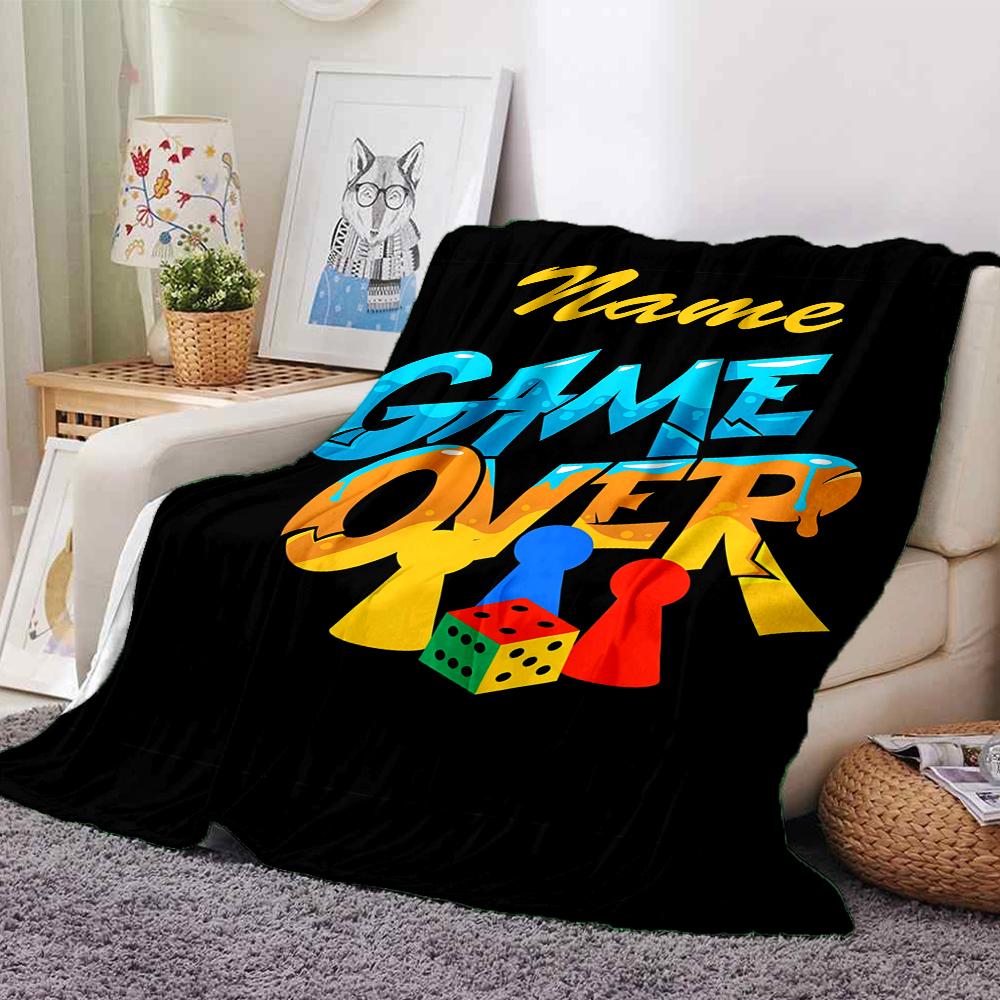 Custom Name Game Controller Theme Printed Blanket - Perfect for Couch, Bed, Travel & Outdoor Use | Machine Washable, Cozy & Durable.