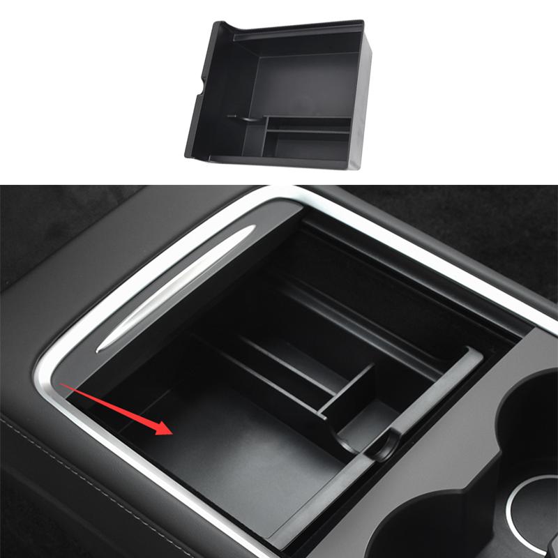 Fit For Tesla Model 3 Y - Matte Black Console Storage Box Cover Trim 1PC