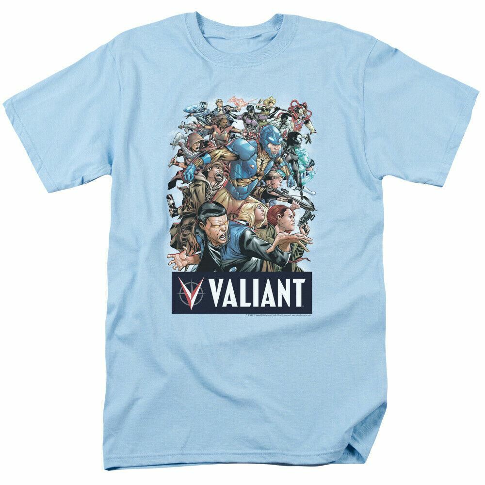 Valiant Comics 25th Group T Shirt Mens Licensed Classic Comics Light Blue