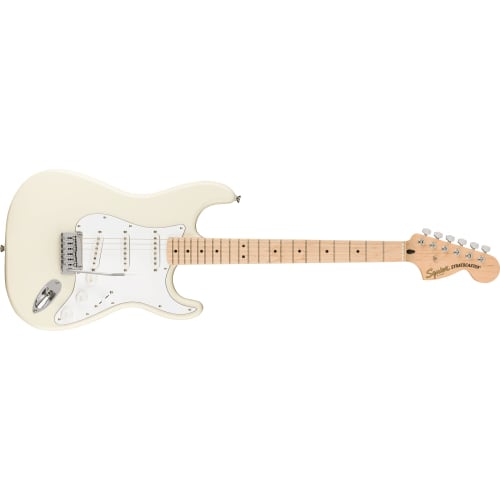Squier by Fender Affinity Series? Stratocaster? Electric Guitar, Maple Fingerboard, White Pickguard, Olympic White, with Soft Case