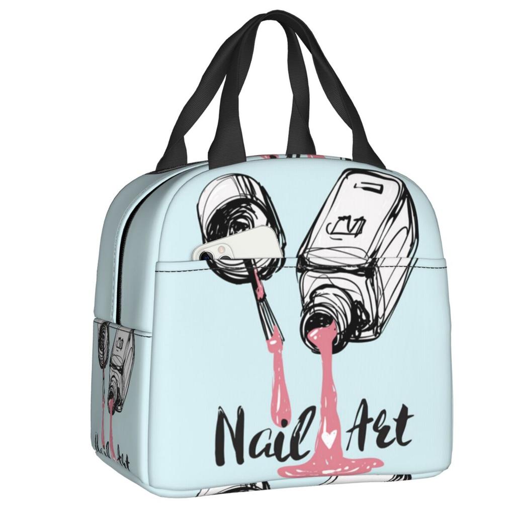 Модные сумки для обеда с лаком для ногтей, для работы, школы, маникюра, техник, многоразовый охладитель, термоконтейнер Bento Box для женщин