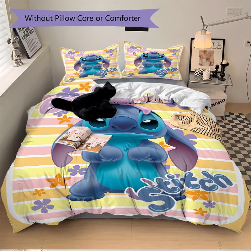 3Pcs Stitch Friends Adventure Bedding Sets For All Sizes New 3D Printed Bed Cover Comforter Duvet Cover Pillowcase Bedroom Decoration