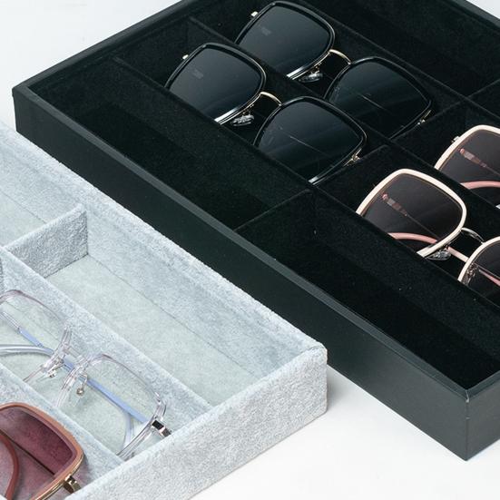 Органайзер для солнцезащитных очков, лоток, 8 ячеек, бархатный держатель для очков, коробка для хранения, штабелируемый, мужской, женский, для очков, часов, ювелирных изделий, витрина
