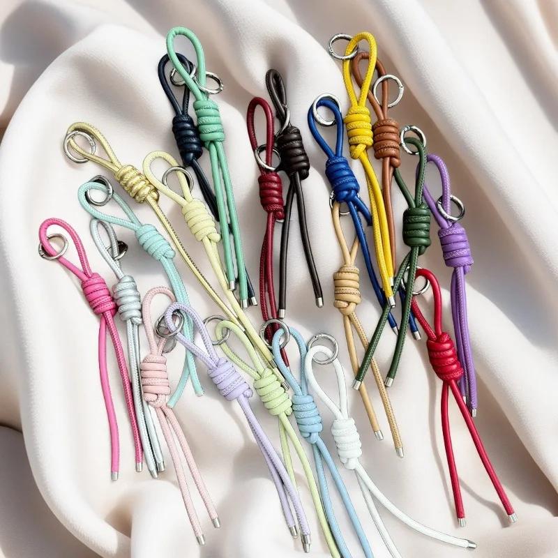 Красивый брелок с узлом из ПУ-шнура, однотонный, толстый, из ПУ-шнура, арт, с кольцом-застежкой, подвески для женской сумочки