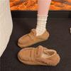 Doudou Lamb Wool Shoes Women's 2025 Autumn and Winter New Flat-bottomed Retro Boken Shoes Velvet Single Shoes One-pedal Cotton Shoes
