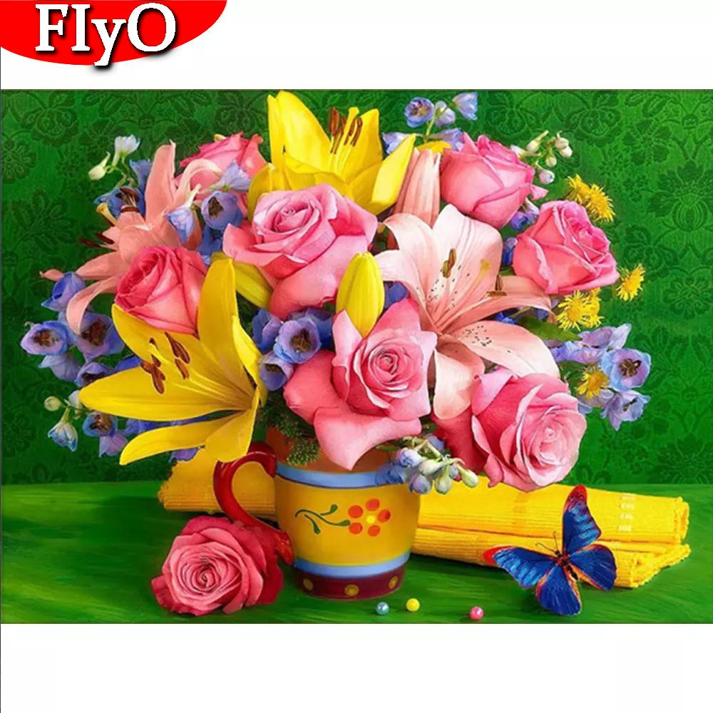 5D DIY Алмазная картина Роза Полный круглый квадратный дрель Картина со стразами Алмазная вышивка Цветок Ремесленный комплект Домашний декор