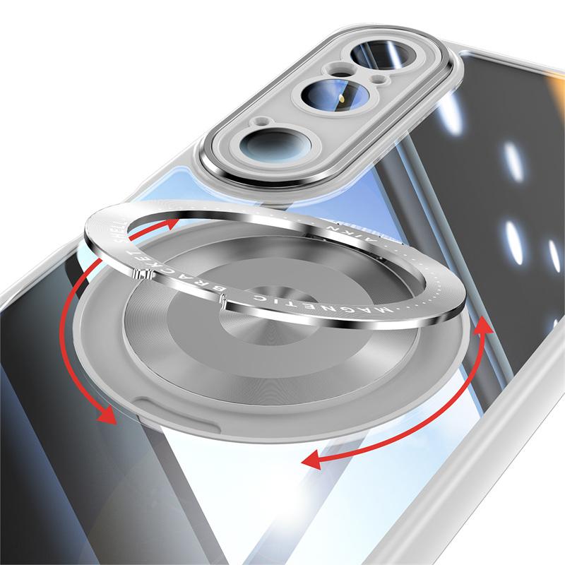 Magnetic Clear Acrylic Hard Lens protection 360 Rotating Back case for Sony Xperia 1VII VI / 10 VI Wireless Charging Bumper case