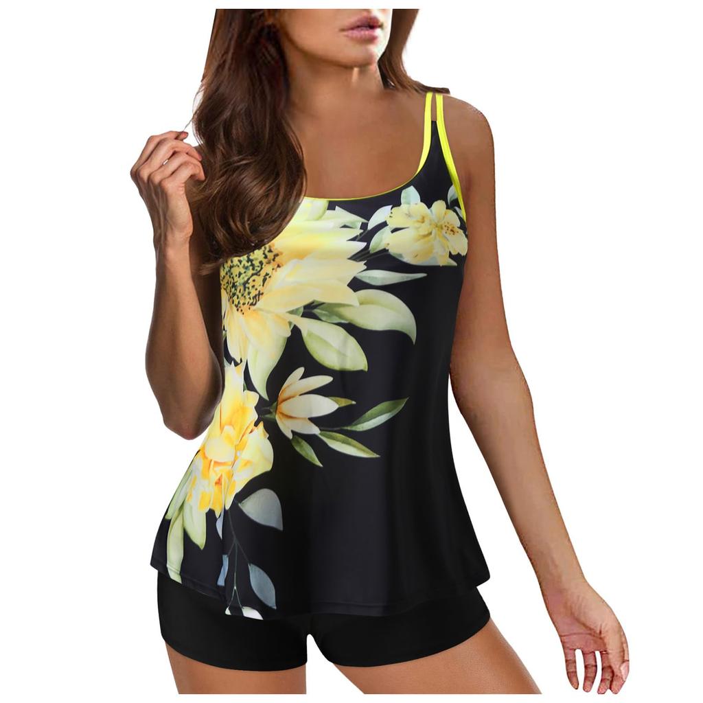 Женский раздельный модный напечатанный большой размер плоский костюм сексуальный с подкладкой на груди без стального бюстгальтера купальник