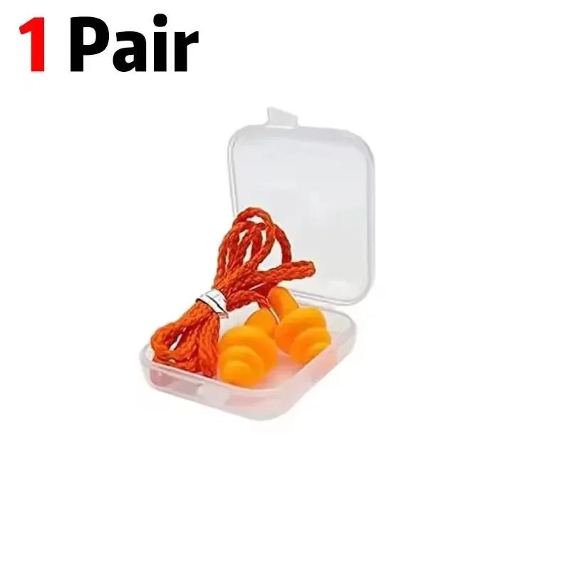 Reusable Silicone Earplugs Individually Wrapped Hearing Protection Sleep Noise Cancelling Ear Plug with Cord Anti-lost Earbuds