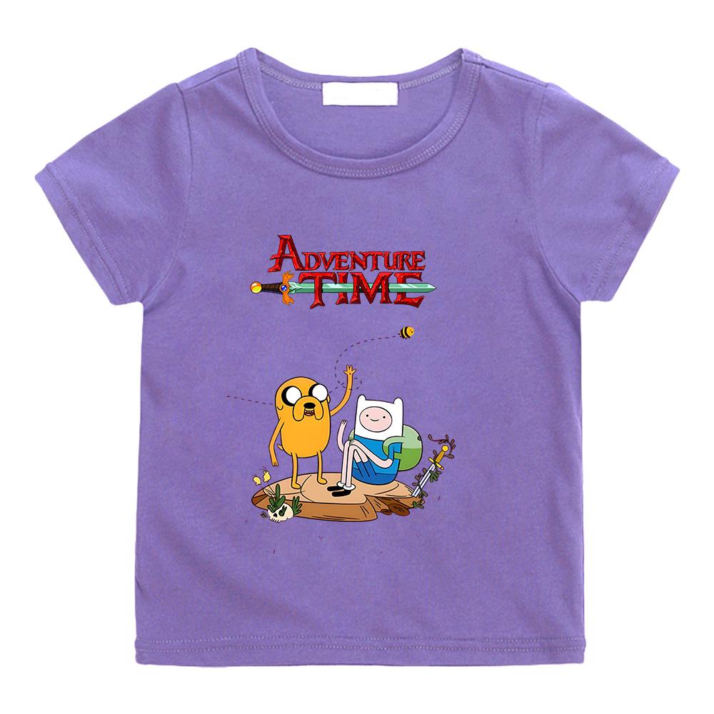 Adventure Time Summer Children's Clothing Cartoon Funnny Tee-shirt High Quality O-neck Tops Kids Short Sleeve Loose Cute Tees 100%Cotton Anime T-shirt
