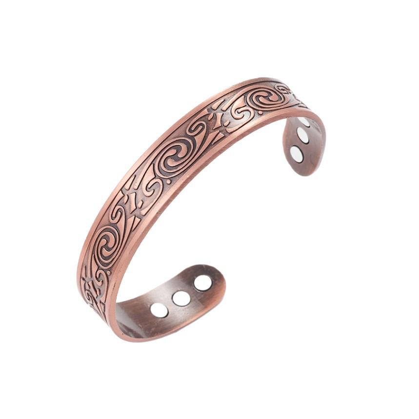 Popular Magnetic Vintage Tree of Life Bracelet for Men and Women - Antique Bronze with Floral Design