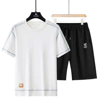 Повседневный спортивный костюм, мужская футболка с короткими рукавами, шорты, брюки длиной пять четвертей, комплект из двух предметов