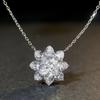 S925 Sterling Silver Sunflower Pendant Necklace with Luxury Pave Zircon for Women