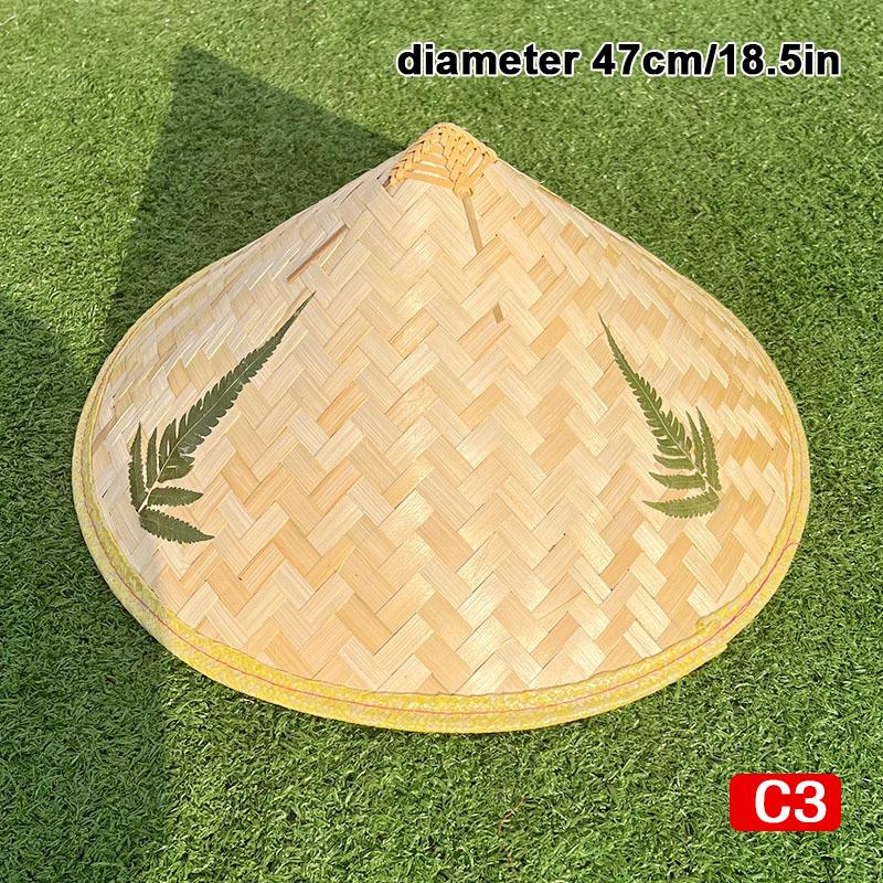 Cone Hat Retro Bamboo Rattan Fisherman Hat Handmade Weave Straw Bucket Hat Rain Dance Props Cone Sunshade Hat Plastic Bamboo Hat