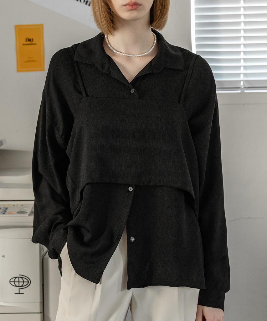 NON AND NON Drape Bustier Blouse Set_Nsbl5209 (Black)