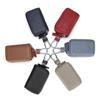 Genuine Leather Double Zipper Car Key Bag with Waist Hanging Key Chain for Men
