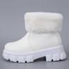 Женская зимняя обувь, плюшевые теплые меховые сапоги на платформе 2024 года, белые сапоги из искусственной кожи, женские удобные меховые сапоги, женские сапоги Botas De Mujer