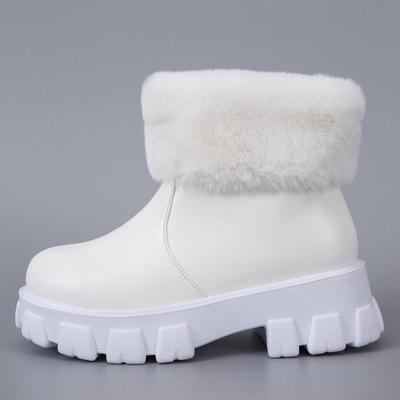 Женская зимняя обувь, плюшевые теплые меховые сапоги на платформе 2024 года, белые сапоги из искусственной кожи, женские удобные меховые сапоги, женские сапоги Botas De Mujer