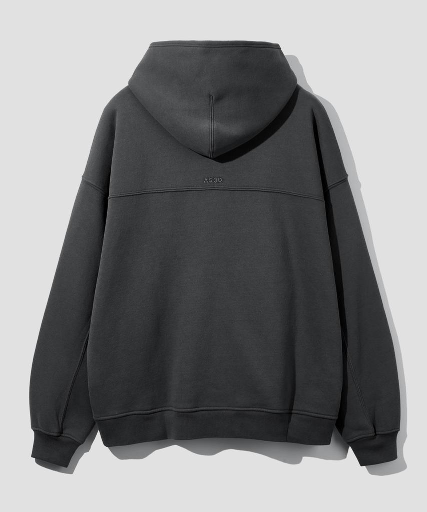 [На флисовой подкладке] Базовый свободный худи-свитшот персикового цвета [Угольный]