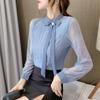 Fashion Long Sleeve O-Neck Lace Blouse Shirt Women Tops J324