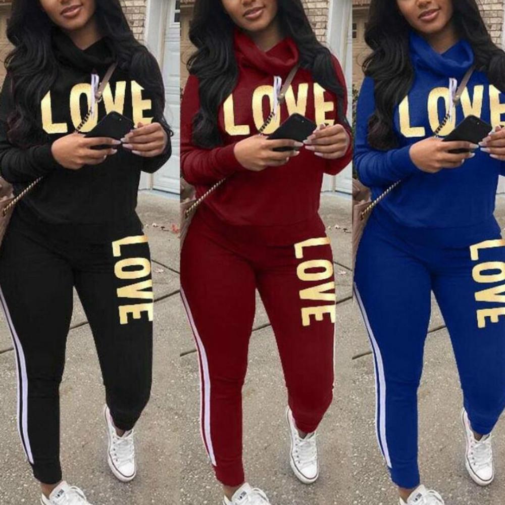 Женская одежда из двух частей, свитер с длинным рукавом, брюки, повседневная спортивная одежда, костюмы