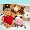 Heartwarming Doll Bear Cake And Milk Tea Themed Plush Toy Adorable Gift Girl