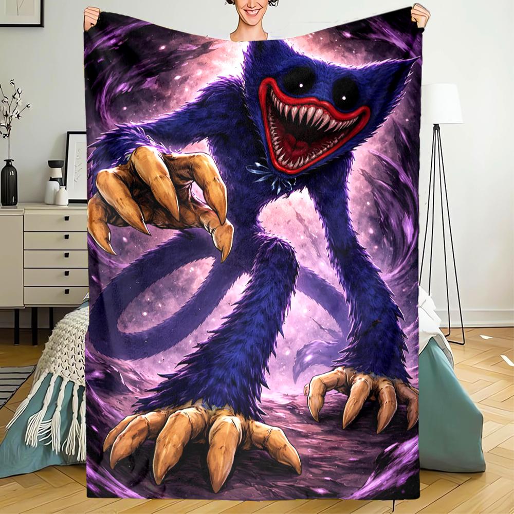 Huggy Wuggy Theme Printed Blanket - Perfect for Couch, Bed, Travel & Outdoor Use | Machine Washable, Cozy & Durable.