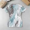 Women's Basic V-Neck Mini Dress – Short Sleeve, Soft Slim Fit, Subtle Floral, Versatile for Beach Vacation, Daily Commute & Everyday Wear