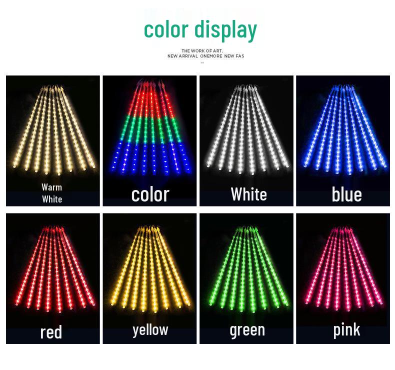 Waterproof Solar LED Meteor Shower String Lights - Outdoor Hanging Decorative Tree Lights