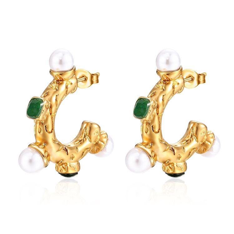 Золотые Серьги-Кольца из Нержавеющей Стали для Женщин и Девочек, Водонепроницаемые, Покрытые 18-каратным Золотом, Гипоаллергенные, с Бриллиантами, Рождественские Подарки