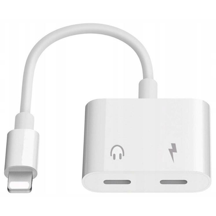 Phone Adapter Co2, Connector Cable 2X For Iphone, Headphones + Charging, White