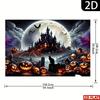 2D plane - Halloween party cemetery banner with creepy full moon made of polyester