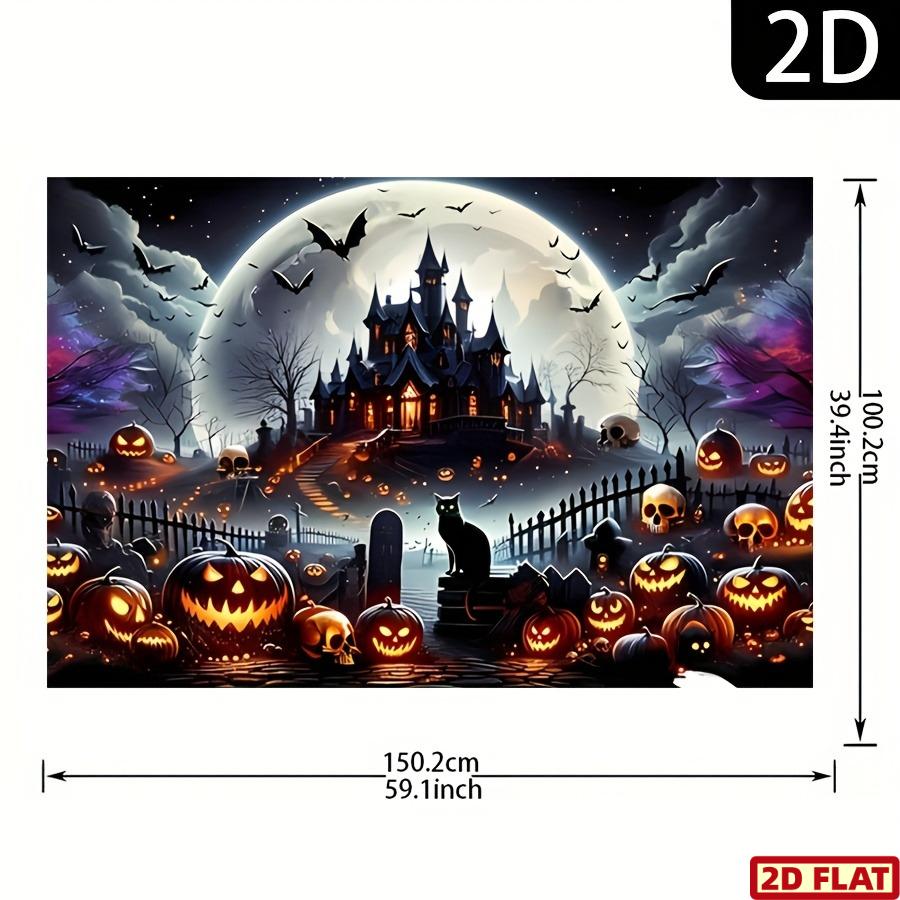 2D plane - Halloween party cemetery banner with creepy full moon made of polyester