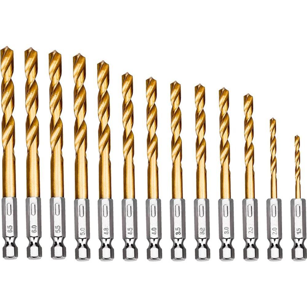 1.5-6.5mm Twist Drill Titanium Plated Wood Drilling New Power Accessory