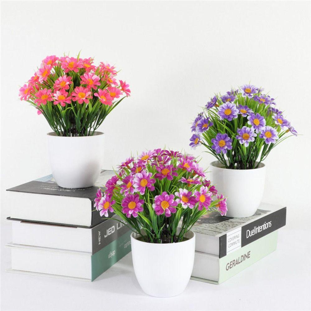 Chrysanthemum Tree In Pot Artificial Faux Plants Plastic Fake Plants Artificial Flowers Bonsai
