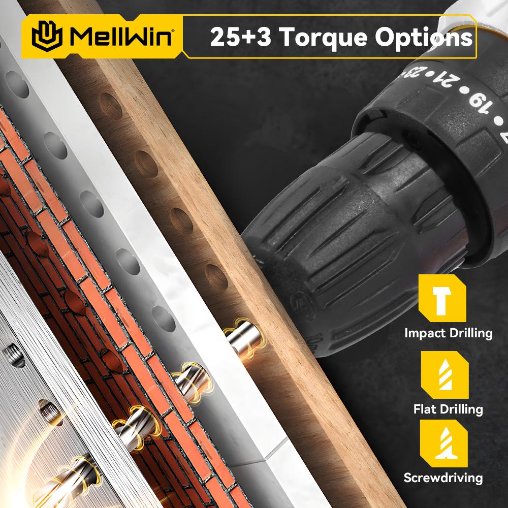 MELLWIN 38 Н.м крутящий момент электрическая ударная дрель многоцелевой аккумуляторный электрический шуруповерт DIY электроинструмент для Makita 18 В аккумулятор